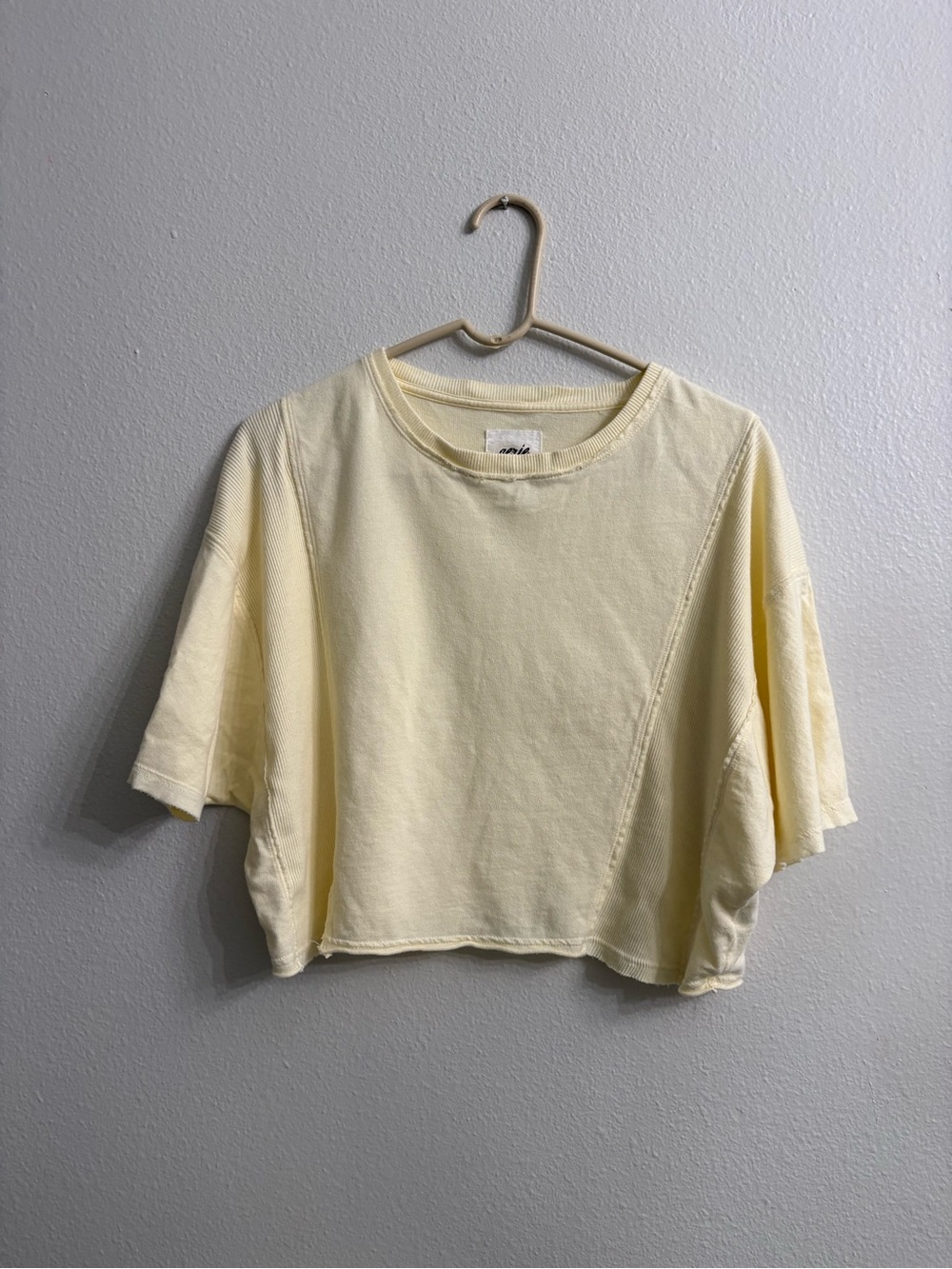 aerie Pale Yellow Cropped Boxy Tee